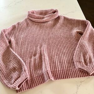 Pink Rose Textured Pink Cowl Neck Sweater - Women’s Medium